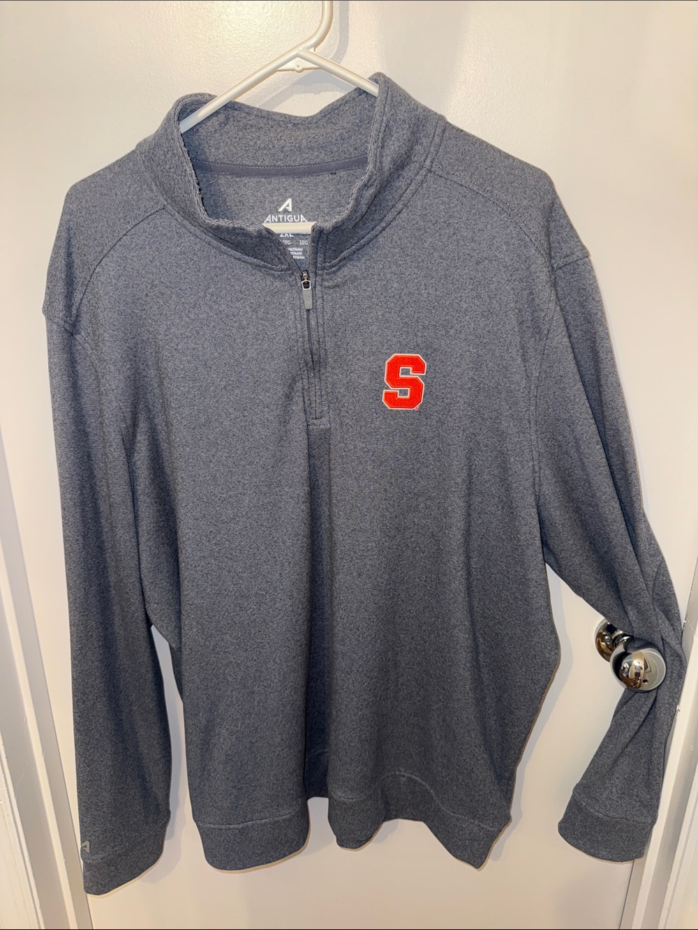 Antigua Men's Gray Quarter-Zip Pullover with Syracuse Orange Logo
